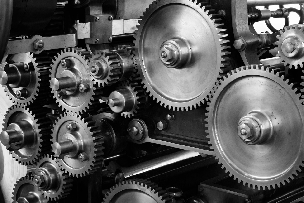 Close-up of precision industrial gears